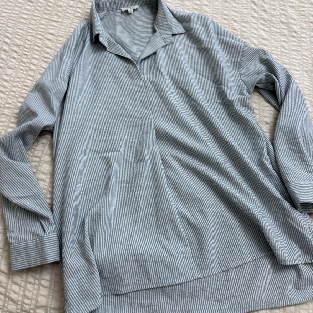 Umgee Light Blue Striped Casual Shirt